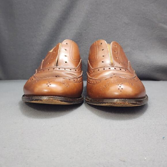 Saxon Mens 9.5 EEE Brown Leather Wingtip Oxford Dress Shoes